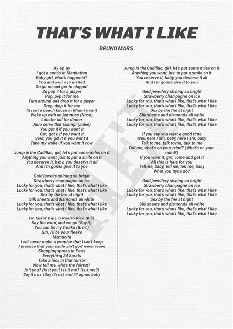 bruno mars thats what i like lyrics.